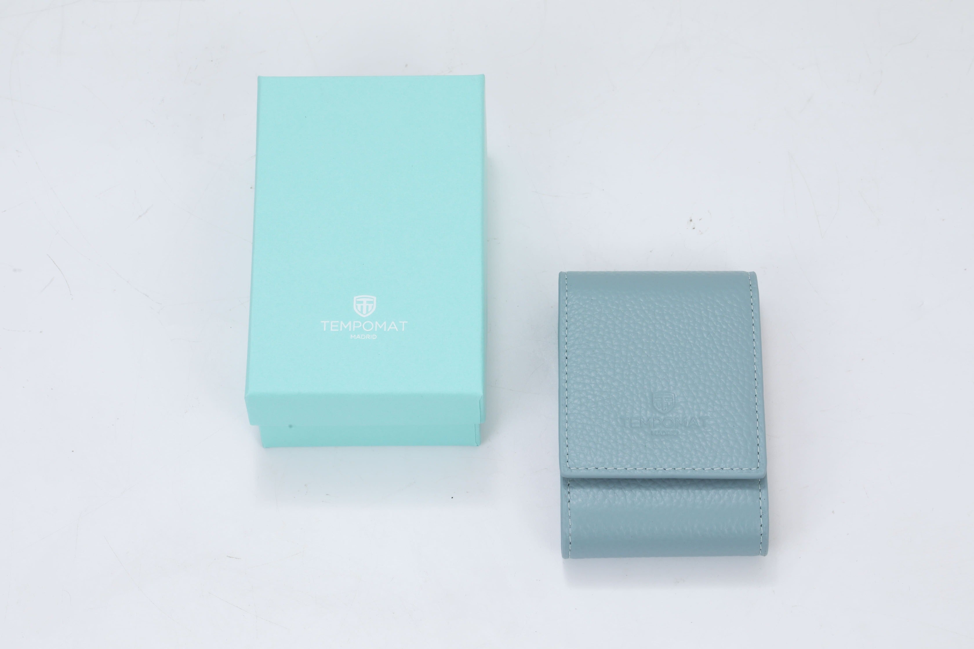 Hellblaue Leder Pouch / Tasche