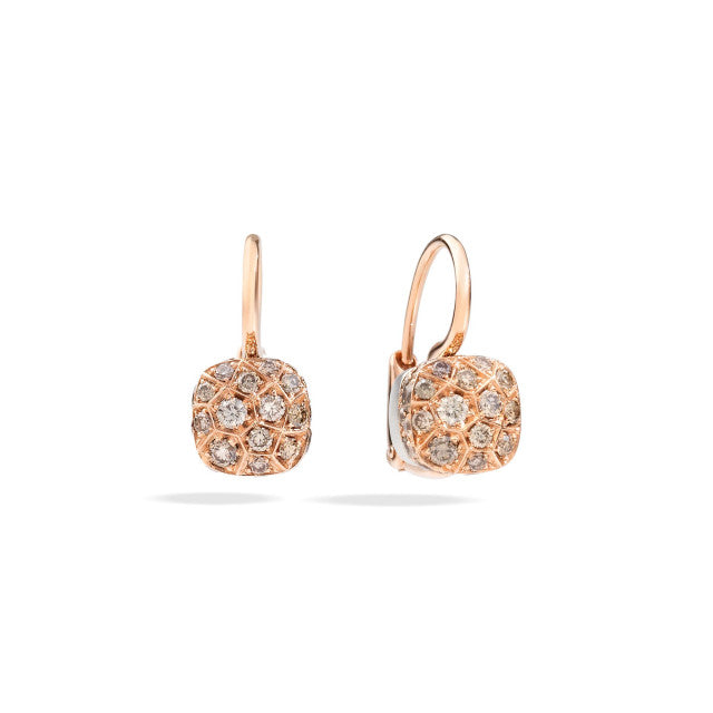 Pomellato - Nudo Ohrringe  - Rosegold 750/-  braune Brillanten