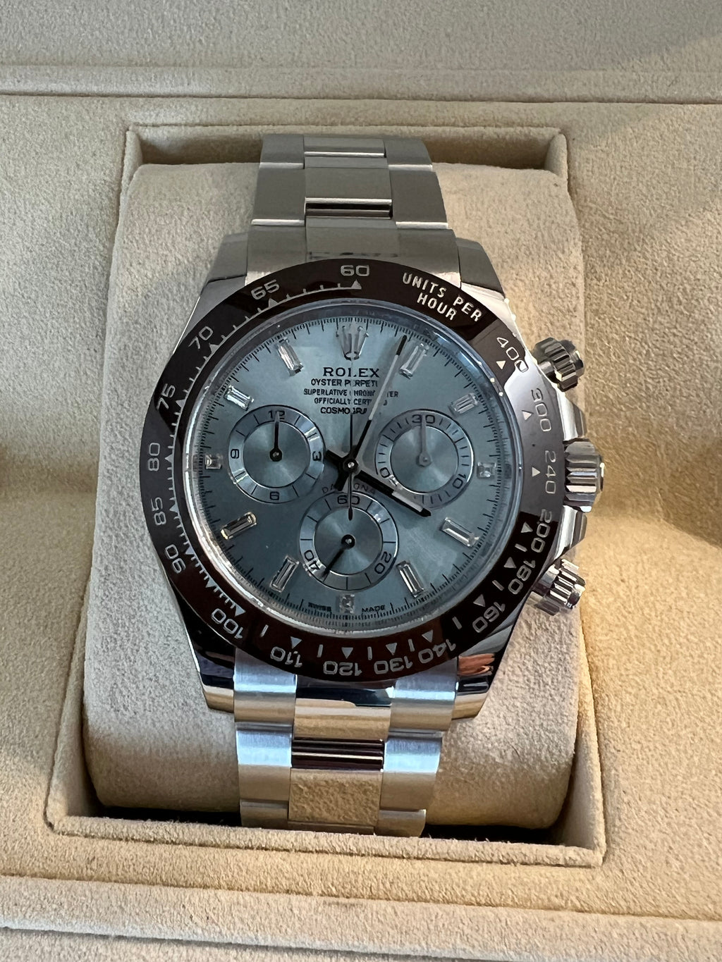 Rolex Daytona Platinum ungetragen 2022 Baguette Dial
