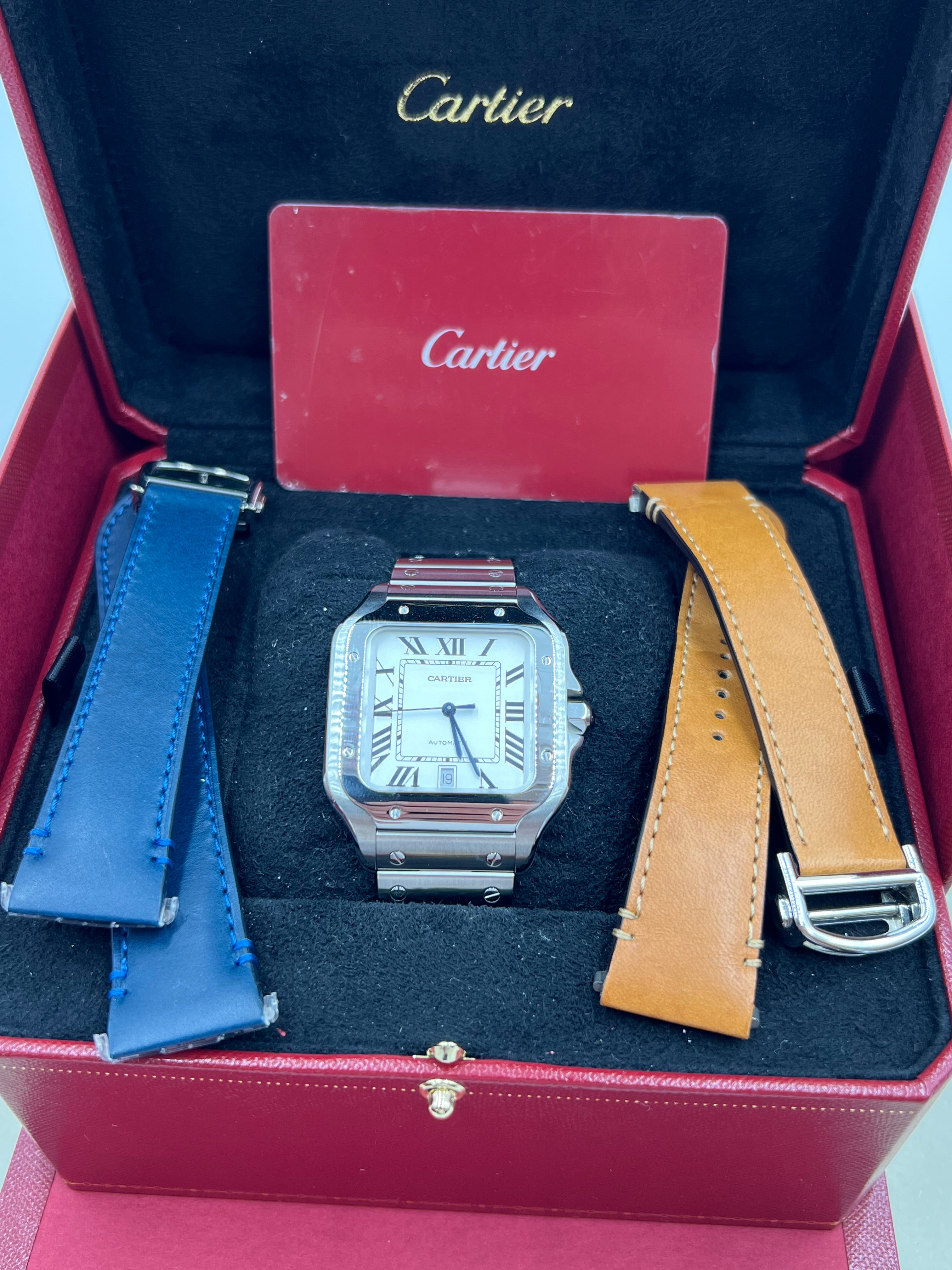 Cartier Santos Top Zustand mit 2 Extra Bändern