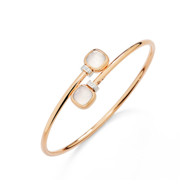 Pomellato - Nudo Armreif Mini  - Rosegold 750/- Brillianten und Milchquarze