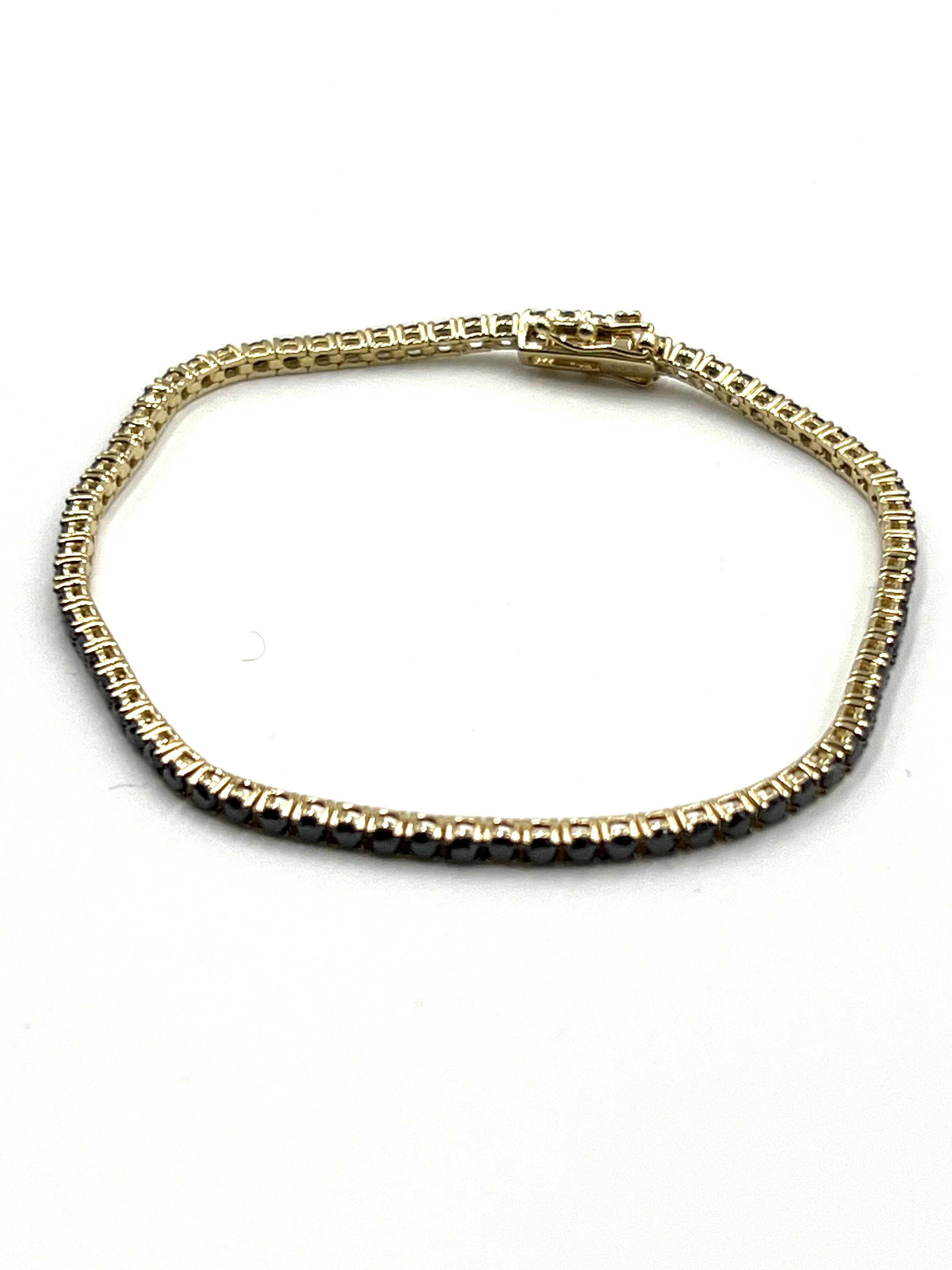 Tennisarmband in Gelbgold mit schwarzen Diamanten