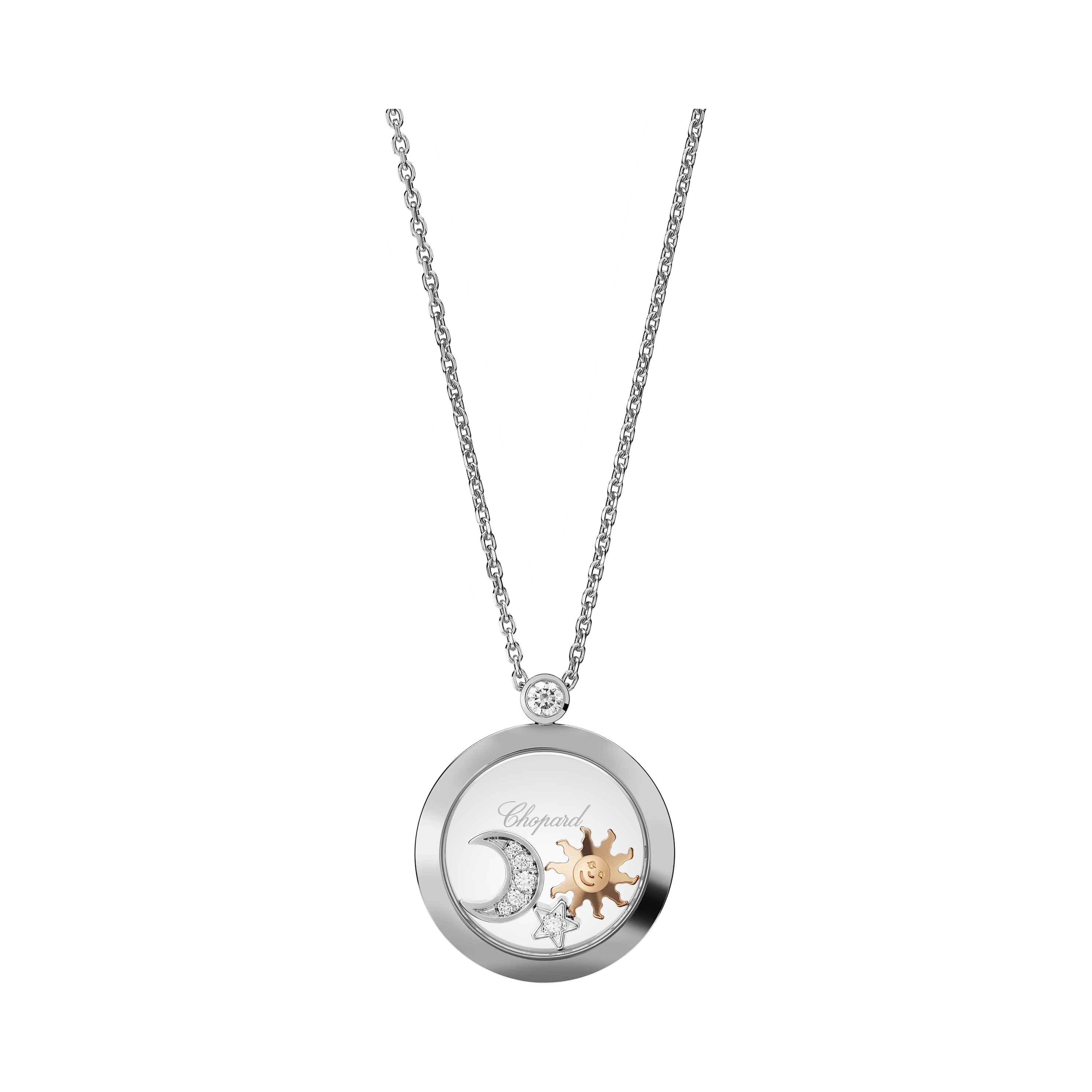 Chopard Happy Sun, Moon and Stars Halskette Länge 42cm Weißgold 750/-