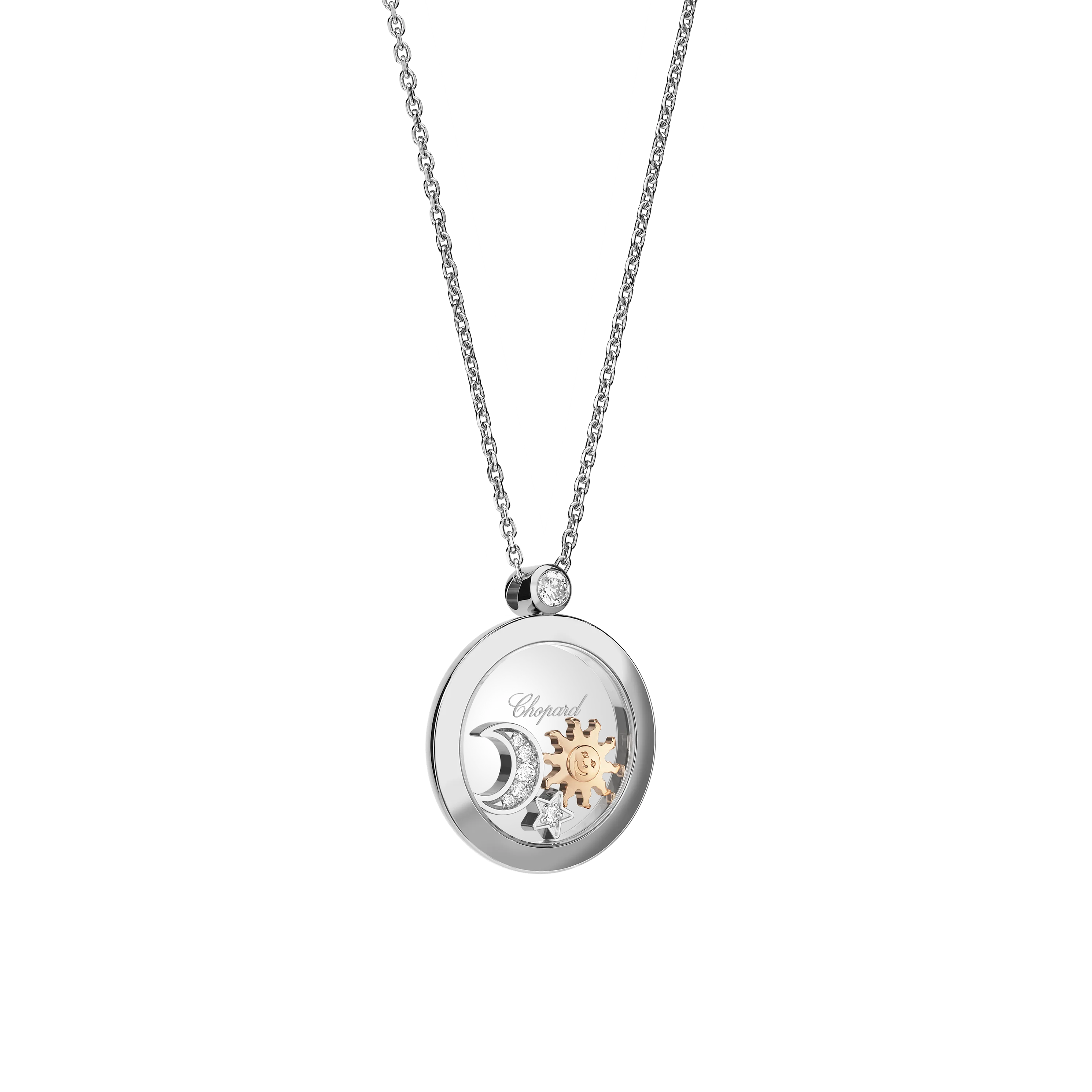 Chopard Happy Sun, Moon and Stars Halskette Länge 42cm Weißgold 750/-