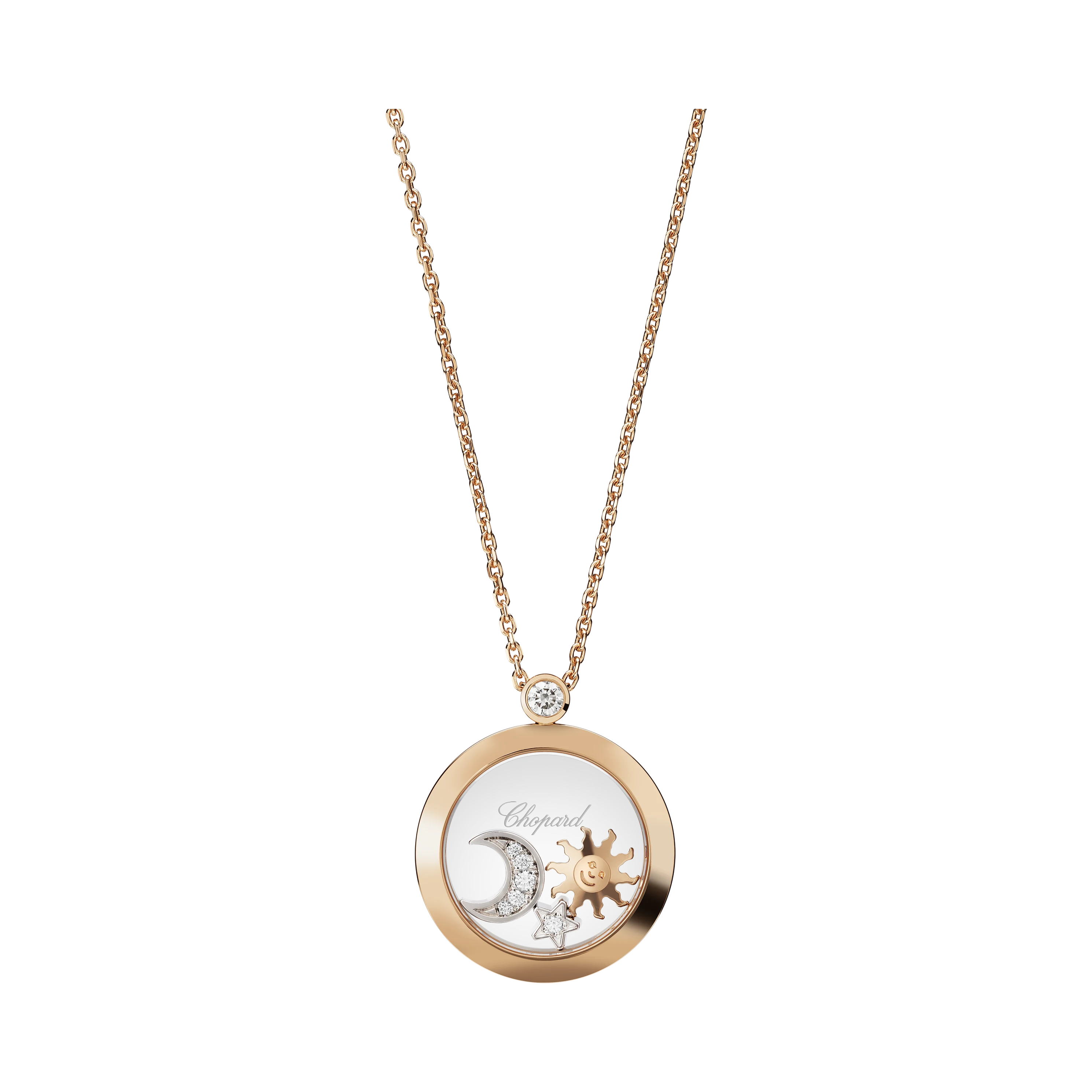 Chopard Happy Sun, Moon and Stars Halskette Länge 42cm Rosegold 750/- (Kopie)