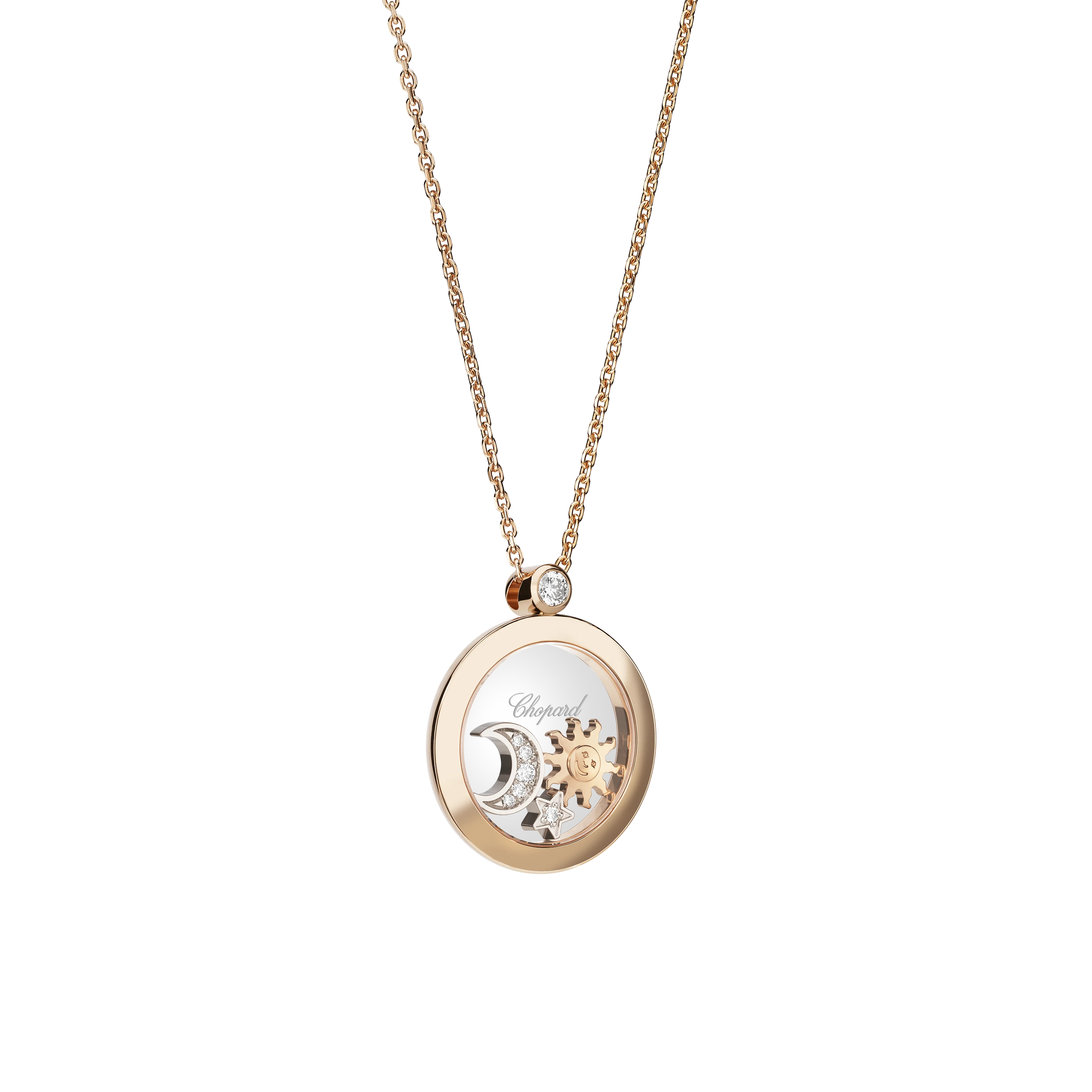 Chopard Happy Sun, Moon and Stars Halskette Länge 42cm Rosegold 750/- (Kopie)