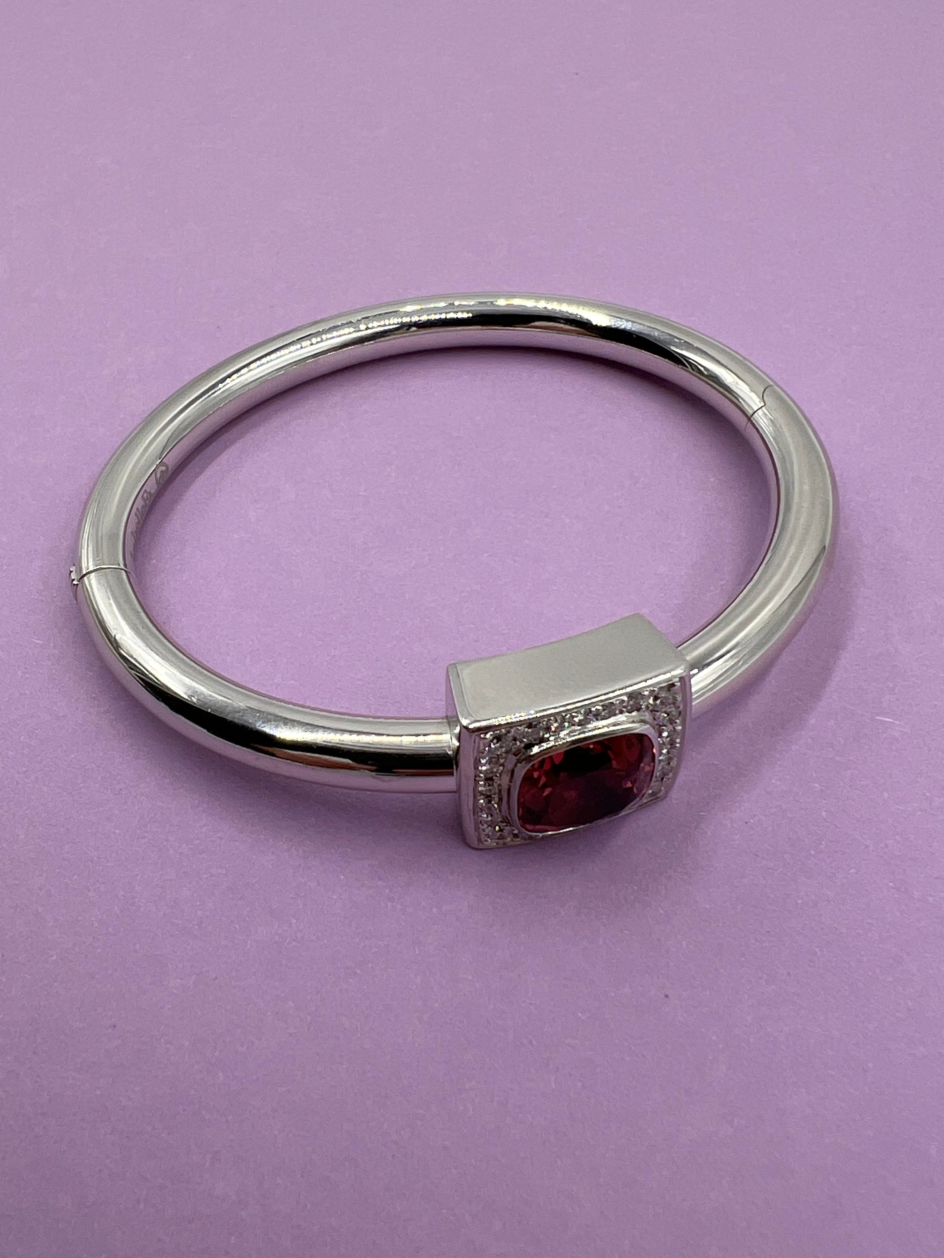 IsabelleFa Armreif aus Weißgold mit rosa Turmalin