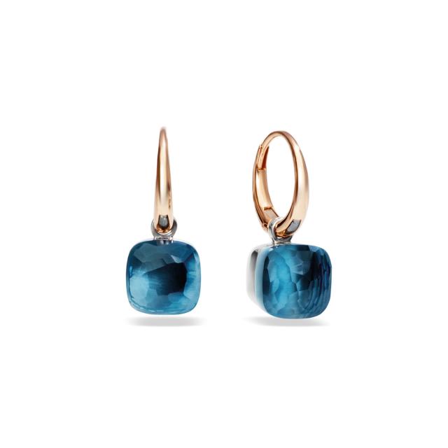 Pomellato - Nudo Ohrringe  - Rosegold 750/-  Blue Topas