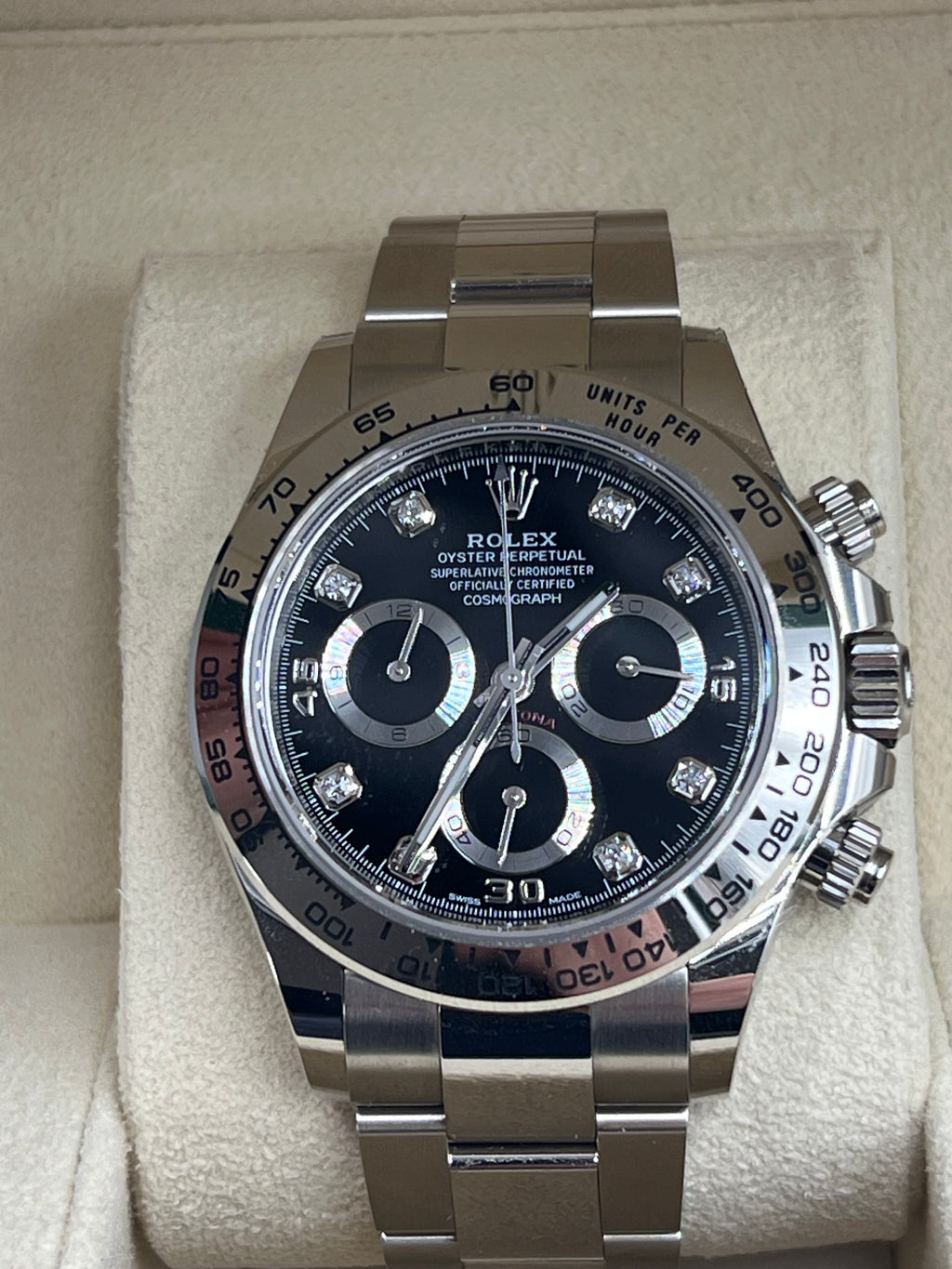 Rolex Daytona Weißgold mit Dia. Ungetragen aus 2024