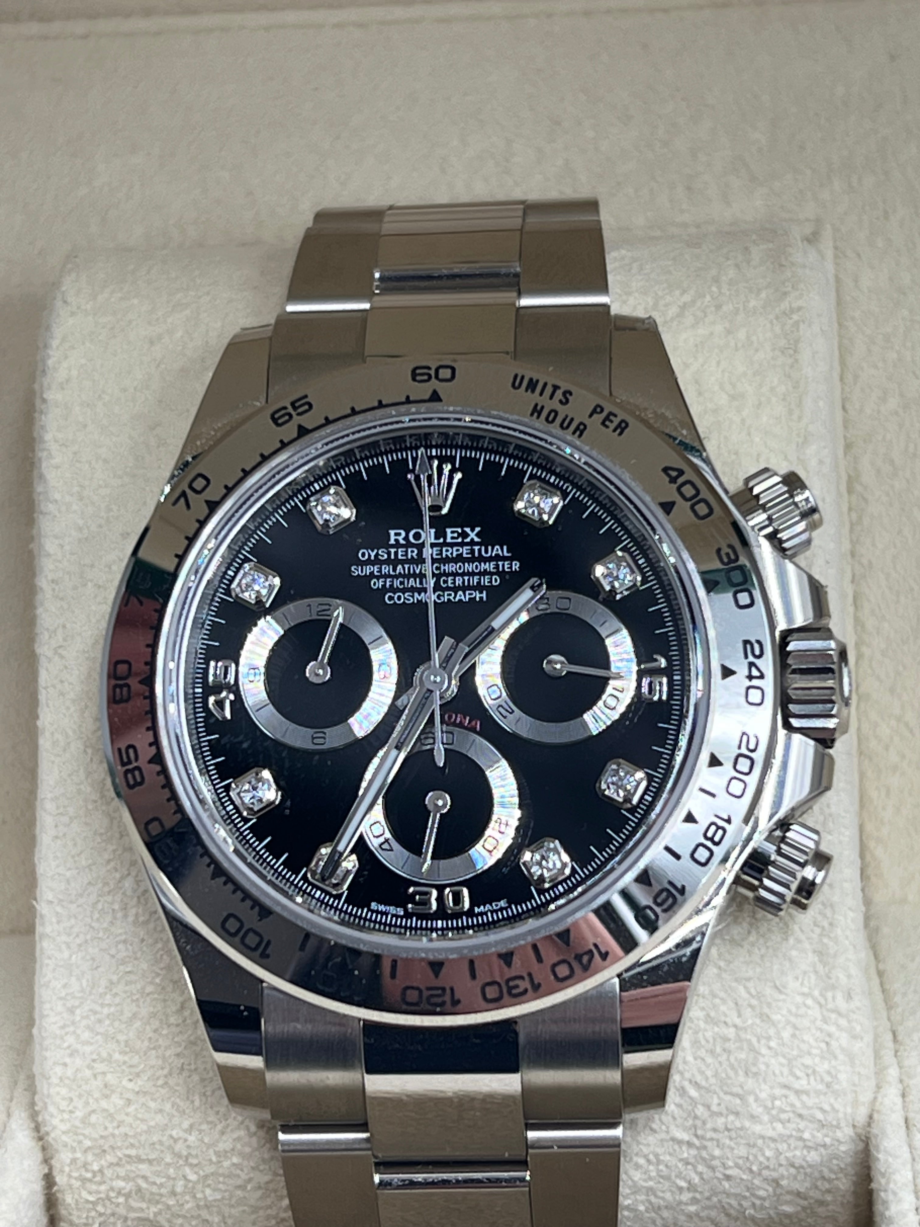 Rolex Daytona Weißgold mit Dia. Ungetragen aus 2024