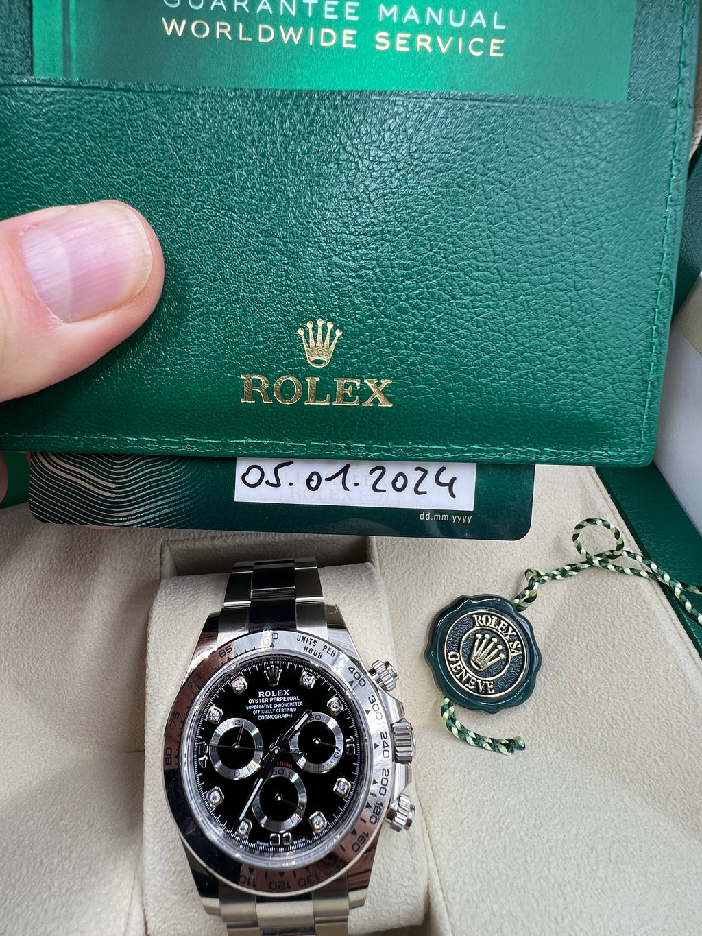 Rolex Daytona Weißgold mit Dia. Ungetragen aus 2024
