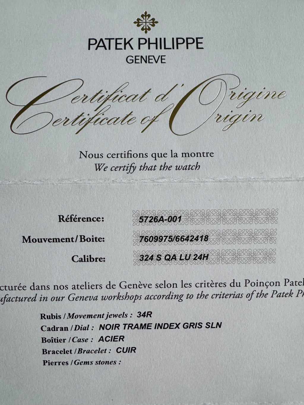 Patek Philippe 5726A-001 ungetragen im Fullset aus 2023 LC100