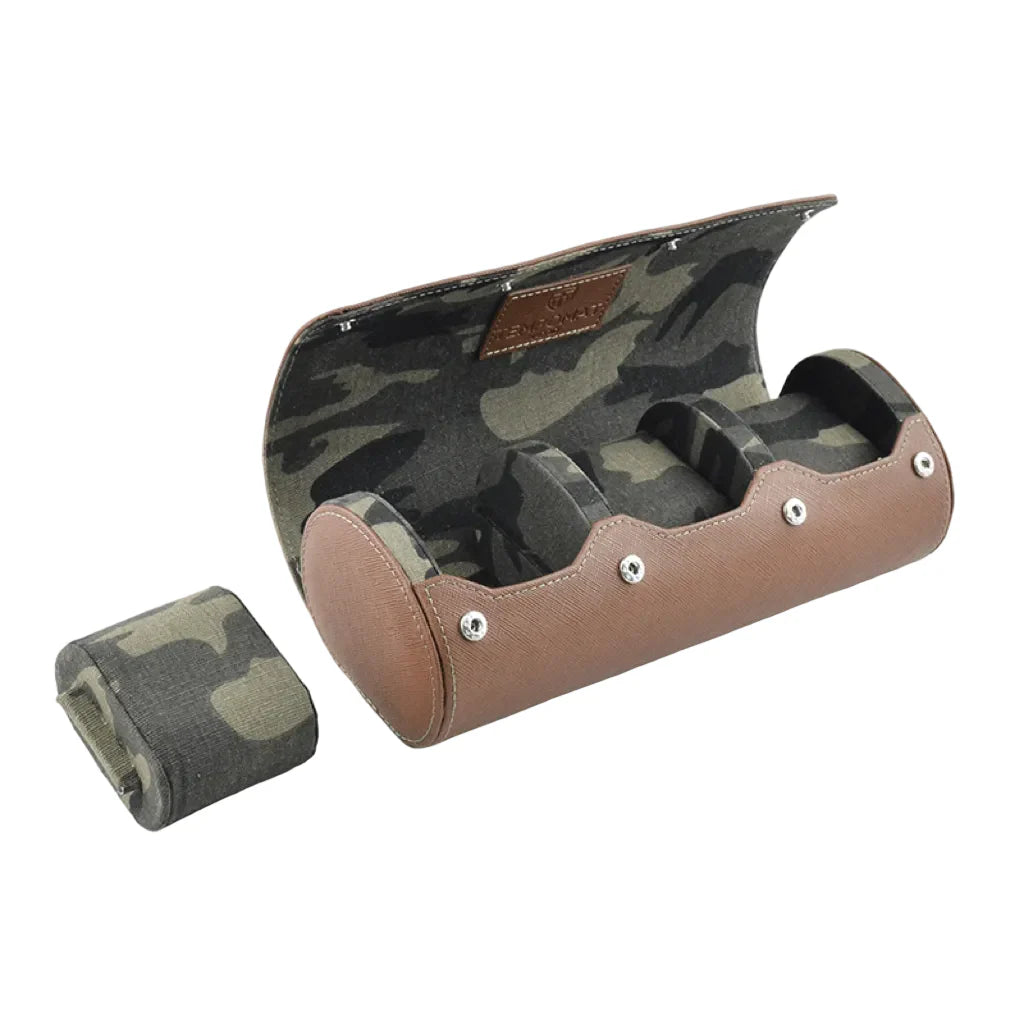 Braune Saffiano-Leder Uhrenrolle