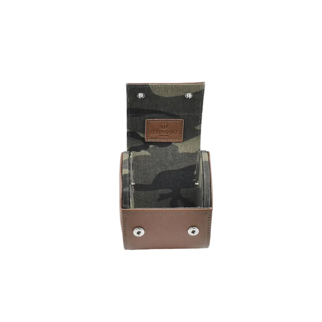 Braune Saffiano Leder 1er Uhrenrolle