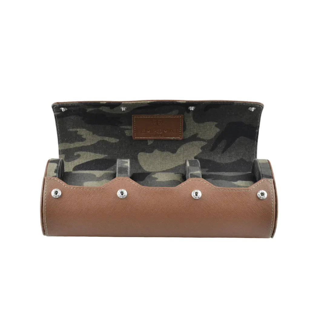 Braune Saffiano-Leder Uhrenrolle