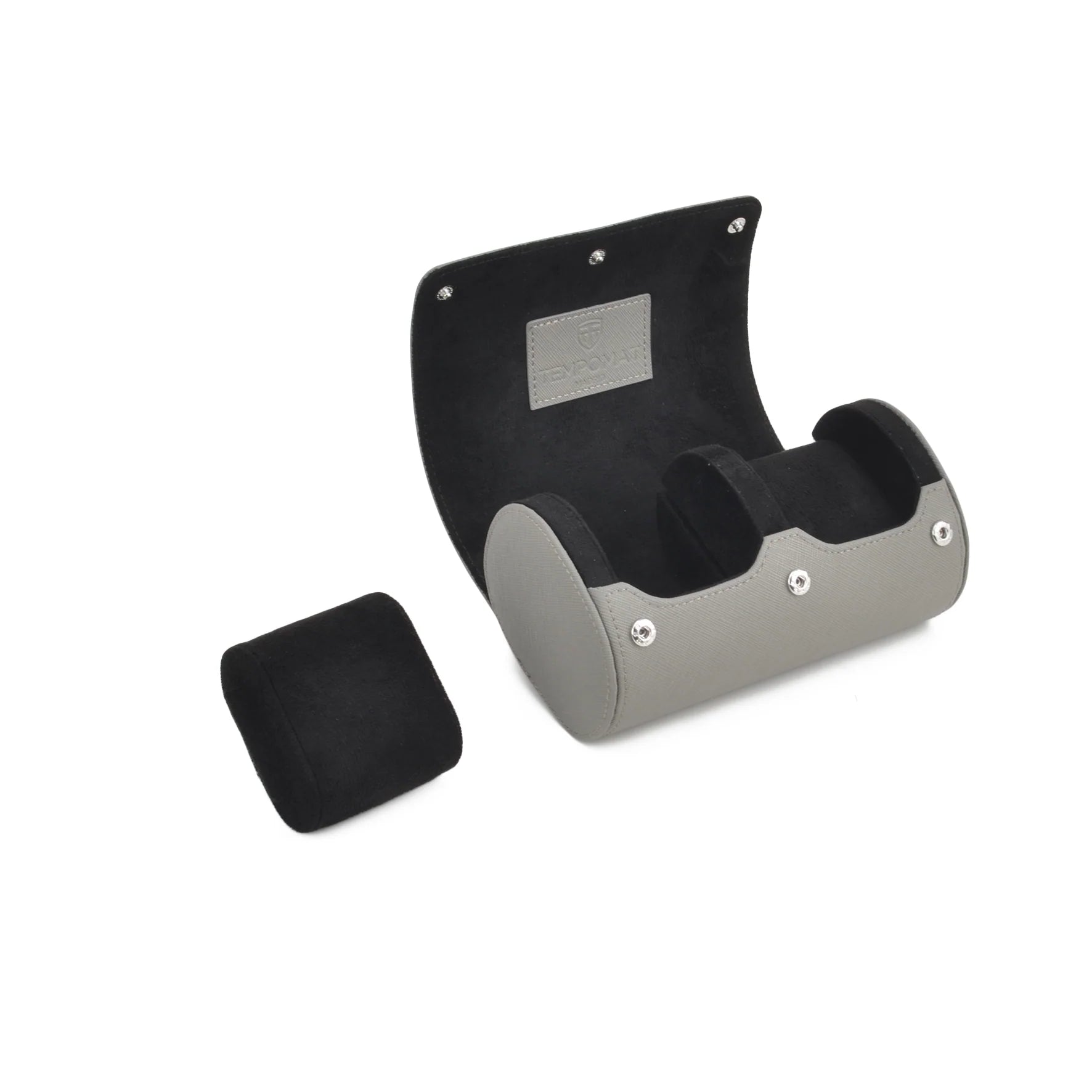 Graue Saffiano Leder 2er Uhrenrolle