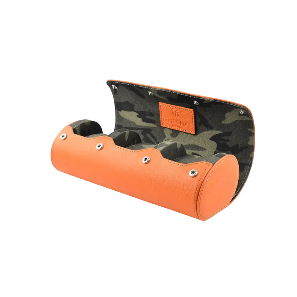 Orangene Saffiano Leder Uhrenrolle