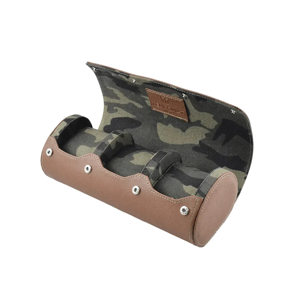 Braune Saffiano-Leder Uhrenrolle