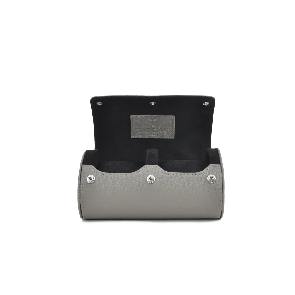 Graue Saffiano Leder 2er Uhrenrolle