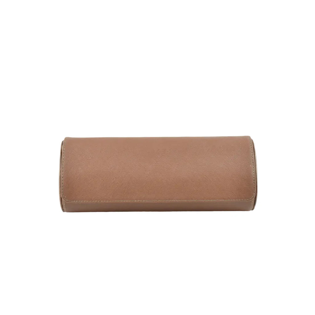 Braune Saffiano-Leder Uhrenrolle