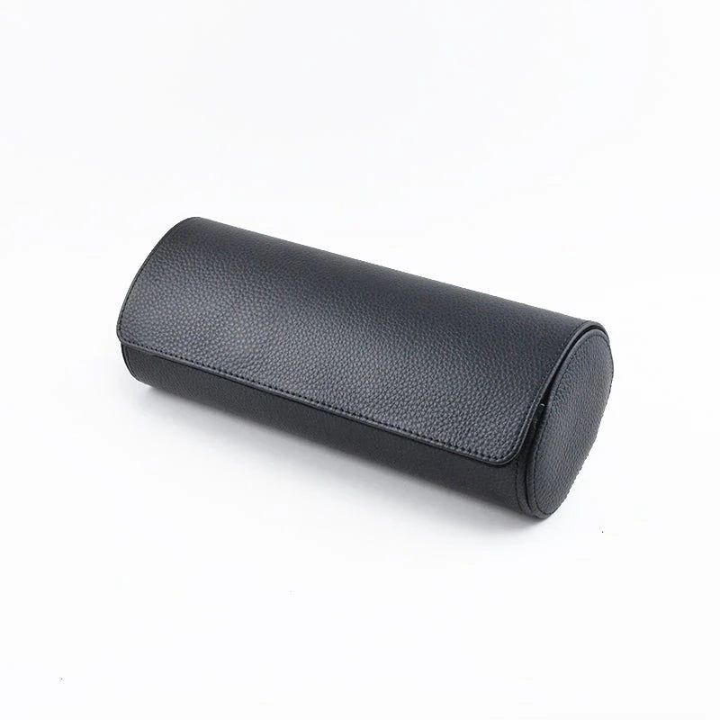 Voll Schwarze Saffiano-Leder Uhrenrolle