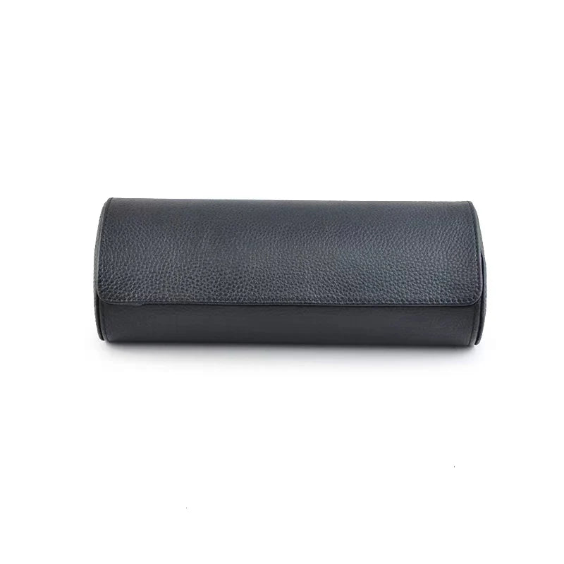 Voll Schwarze Saffiano-Leder Uhrenrolle