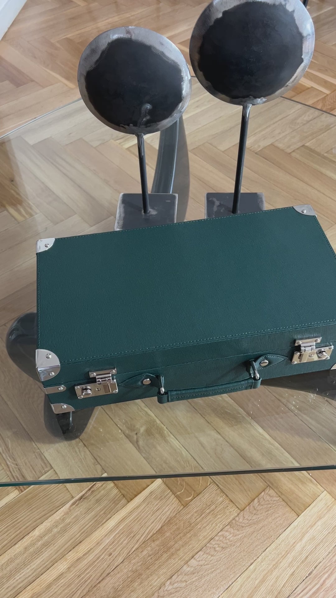 Grüner Saffiano Leder Uhrenkoffer für 10 Uhren